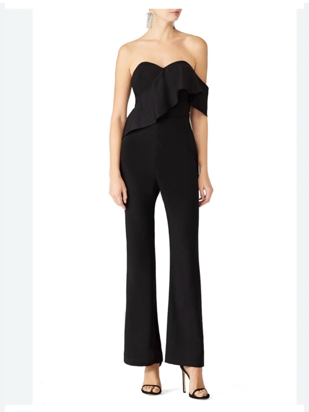Adelyn Rae Women’s Amelia Jumpsuit XS Black Off The Shoulder Wide Leg Straight